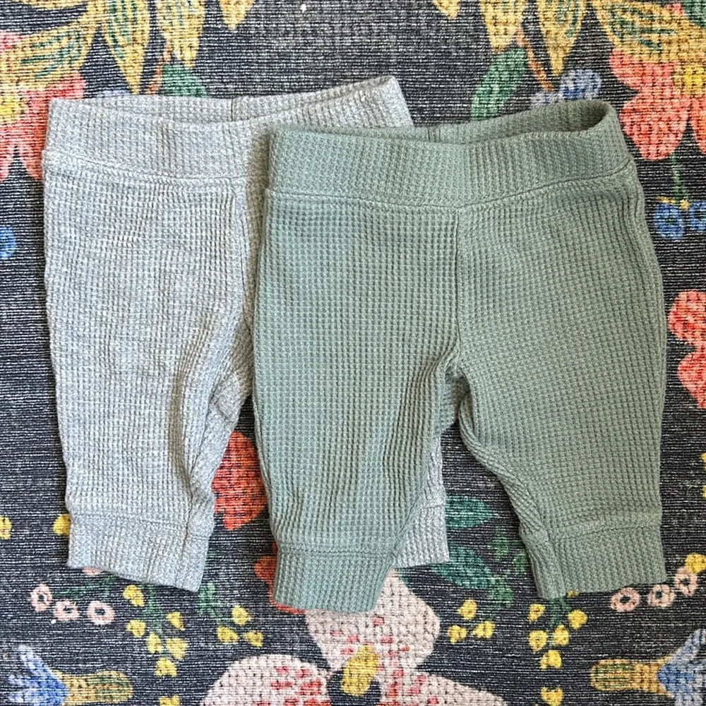 Carters Little Planet 2-Pack Waffle Knit Baby Pants, Size 3 Months